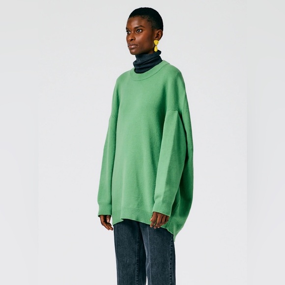 Tibi Airy Extrafine Wool Circular Origami Pullover Powdery Green Sz XXS/XS - Picture 4 of 7